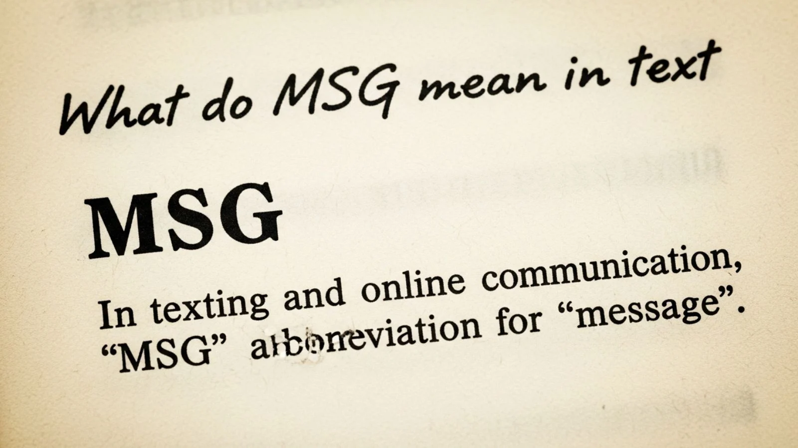 what do msg mean in text